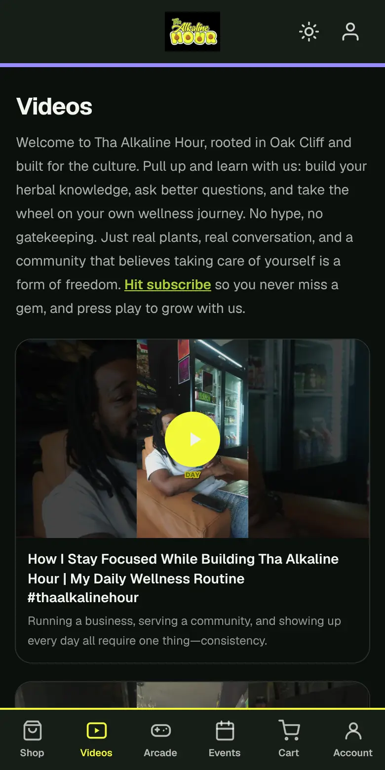 Videos screen of the same app